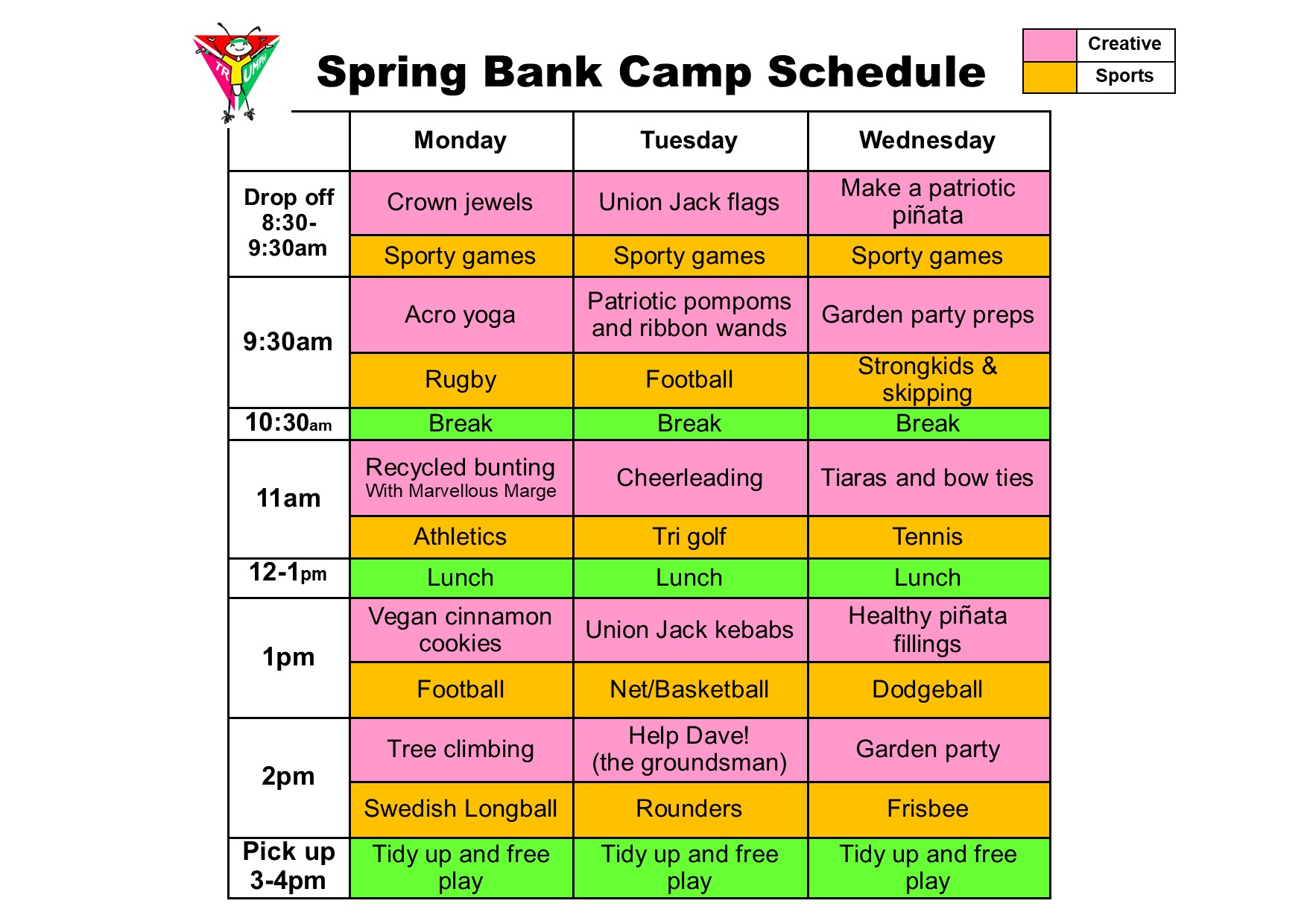 Spring Bank Schedule 2022