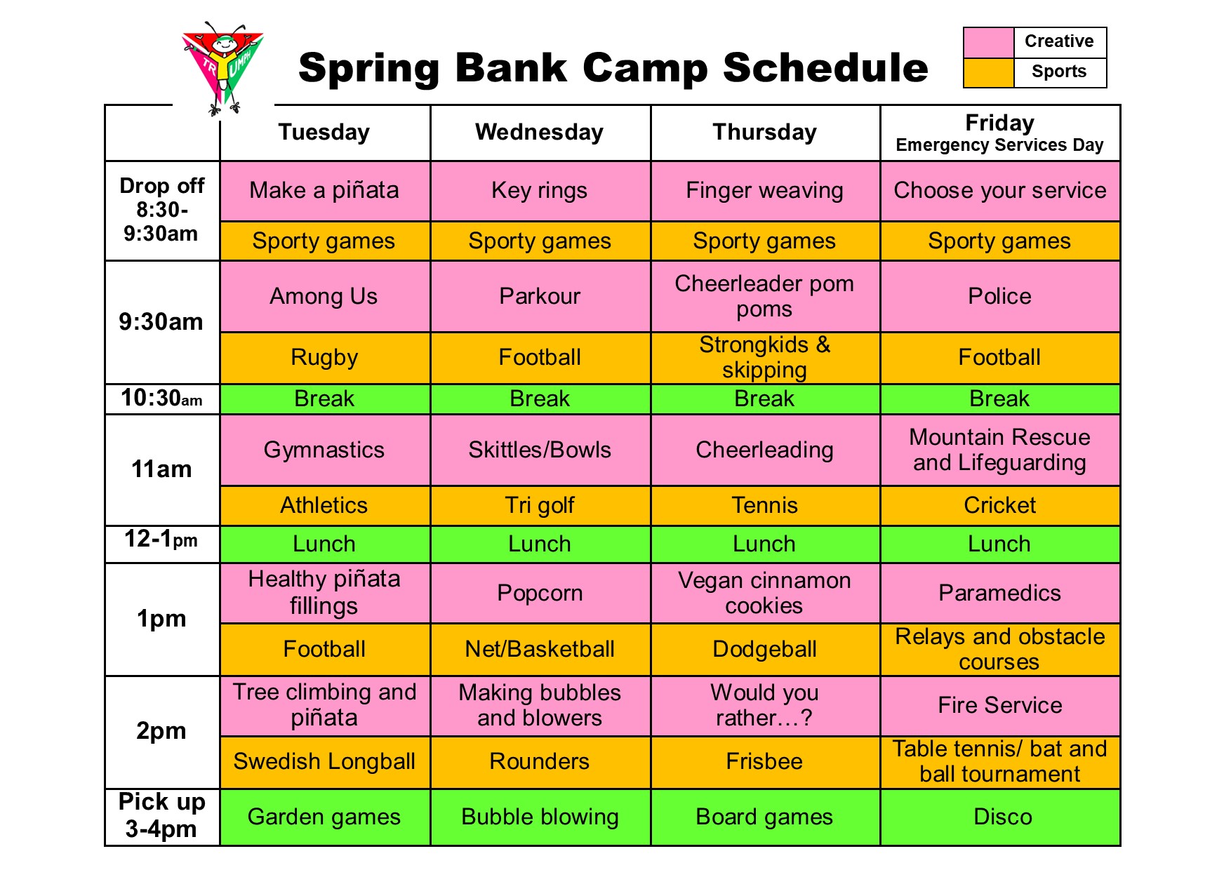Spring Bank Schedule 2023