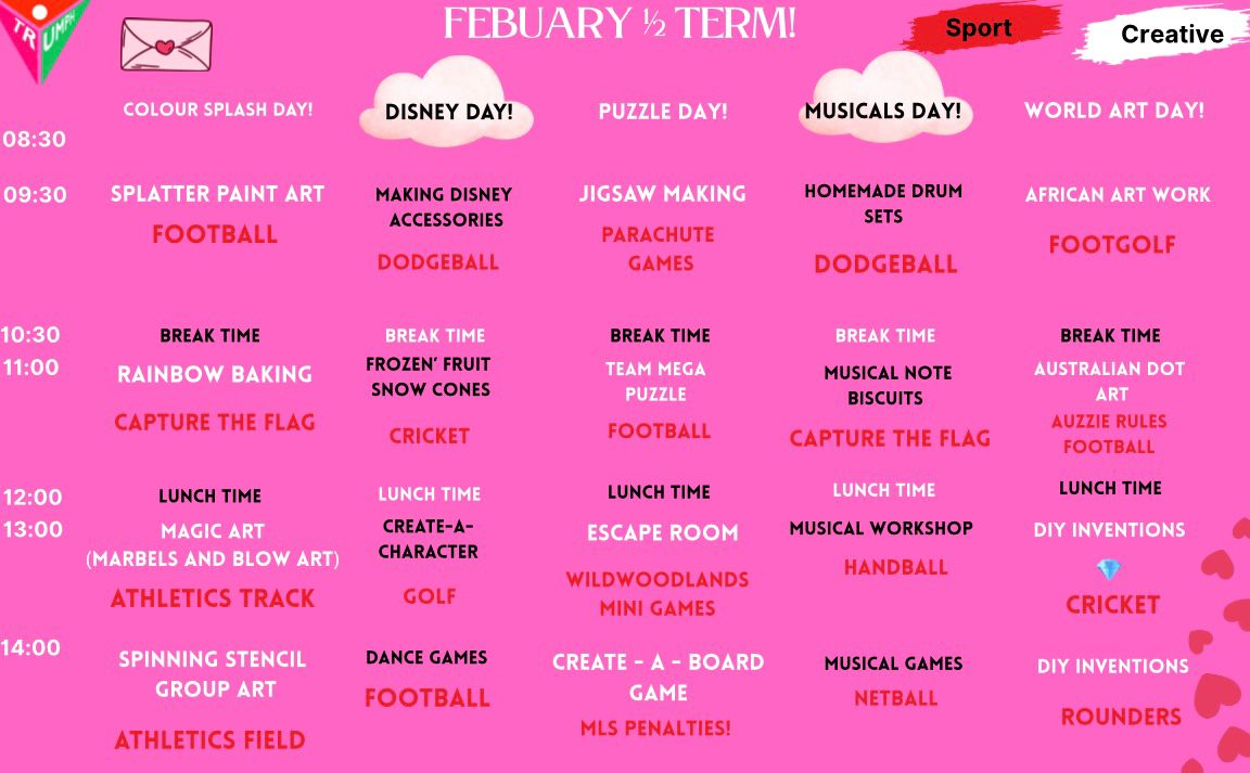 February Half-term Schedule